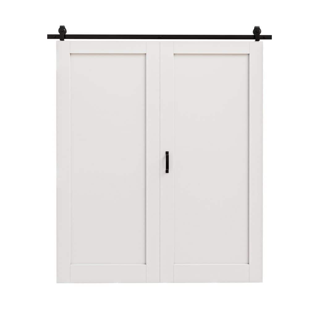 ARK DESIGN 60 in. x 84 in. 1 Lite Tempered Frosted Glass 1 Panele White ...