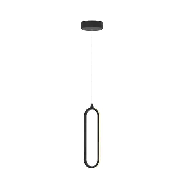 AFX Sienna 10-Watt 1-Light Black Shaded Integrated LED Pendant Light with White Acrylic Shade