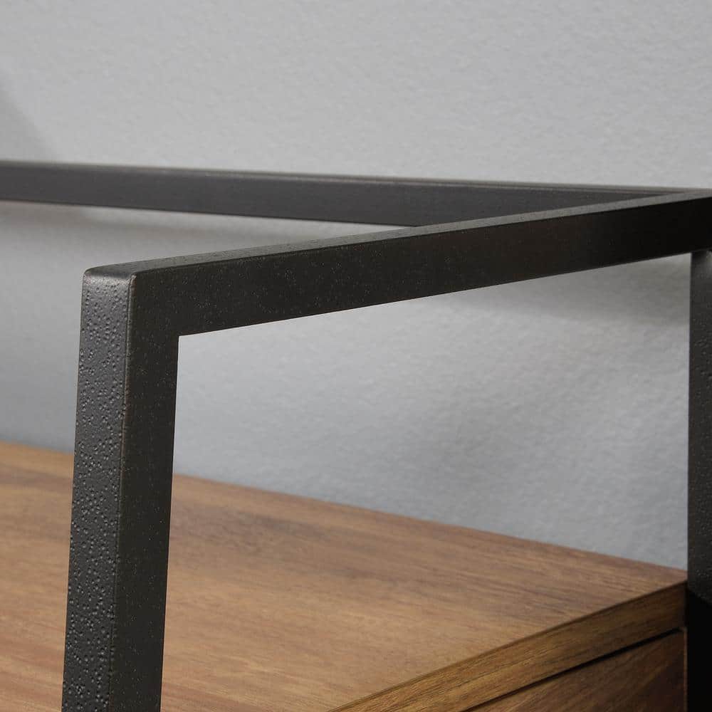 Sindoori Mango and Black Metal Entryway Bench with Hidden Storage