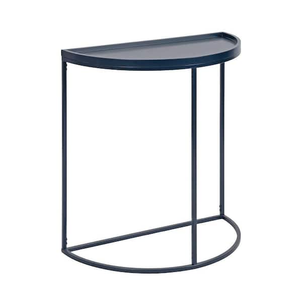 Kate and Laurel Dorrah 28 in. Navy Blue Half-Circle MDF Console Table