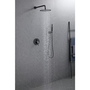 2-Spray Patterns with 1.75 GPM 10 in. Wall Mount Dual Shower Heads in Spot Resist Matte Black