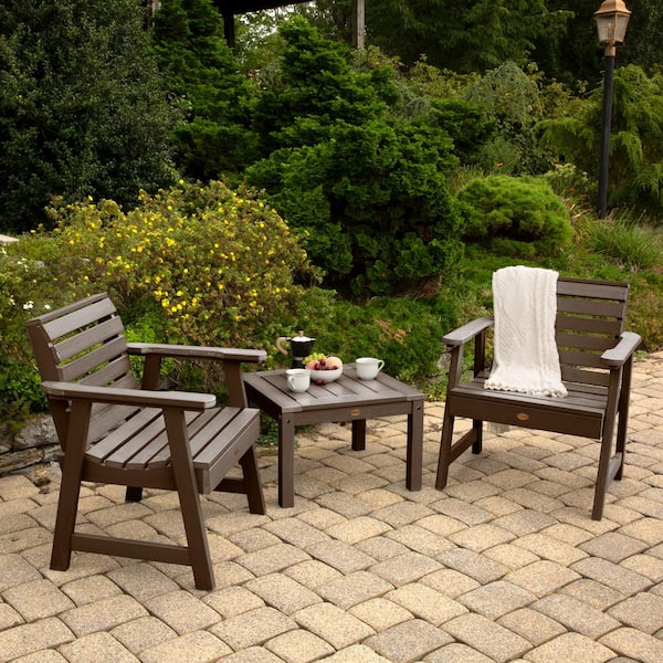 Highwood Weatherly Weathered Acorn 3-Piece Recycled Plastic Patio Conversation Set