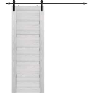 Louver 32 in. x 95.25 in. Ribeira Ash Wood Composite Sliding Barn Door with Hardware Kit
