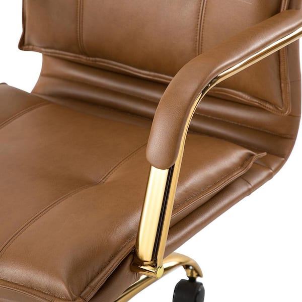 JAYDEN CREATION Lundgren Camel Faux Leather Task Chair with Padded