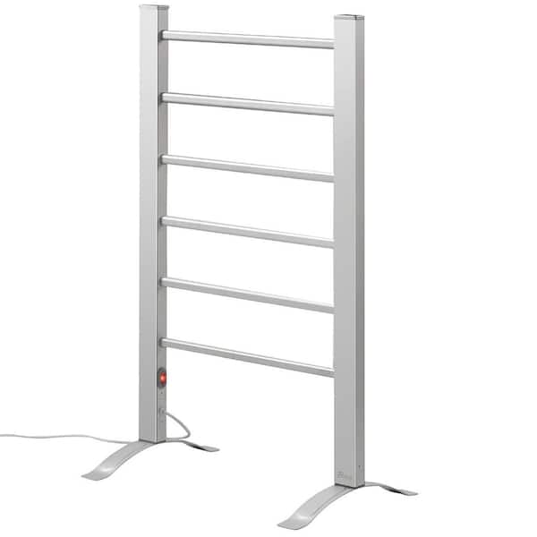 Unbranded 6-Bar Towel Holder Freestanding or Wall Mount Electric Plug-in Towel Warmer Electric Heated Towel Rack in Brush Chrome