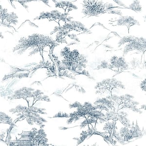 Blue and White Oriental Toile Peel and Stick Wallpaper (Covers 28.29 sq. ft.)