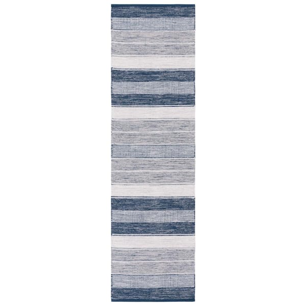 SAFAVIEH Striped Kilim Grey Blue 2 ft. x 8 ft. Striped Runner Rug