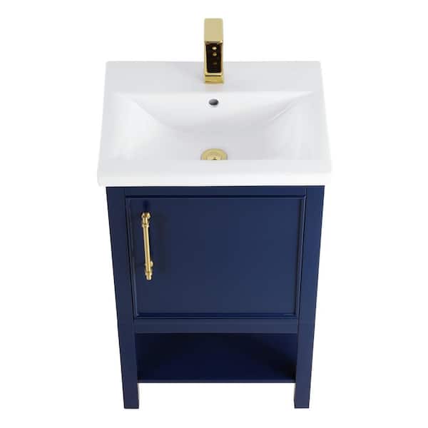 Bath Vanity In Navy Blue, 15 Inch Deep Bathroom Vanity Home Depot