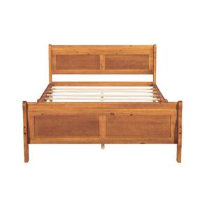 82.3 in. W Oak Brown Wood Frame Full Platform Bed with Headboard