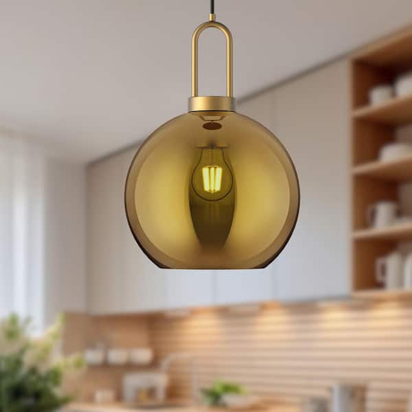 ALORA MOOD Soji 10 in. 1 Light 60-Watt Aged Gold/Copper Glass
