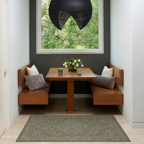 Tulum Olive 2 ft. x 3 ft. Center medallion Contemporary Area Rug