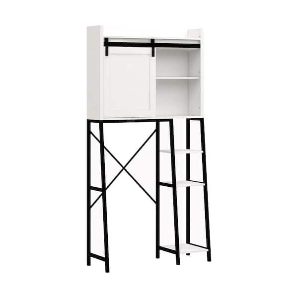 32.48 in. W x 64.56 in. H x 11.81 in. D White Over The Toilet Storage with Adjustable Shelf