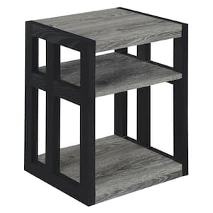 Monterey Weathered 24 in. H Gray and Black 3-Tier End Table