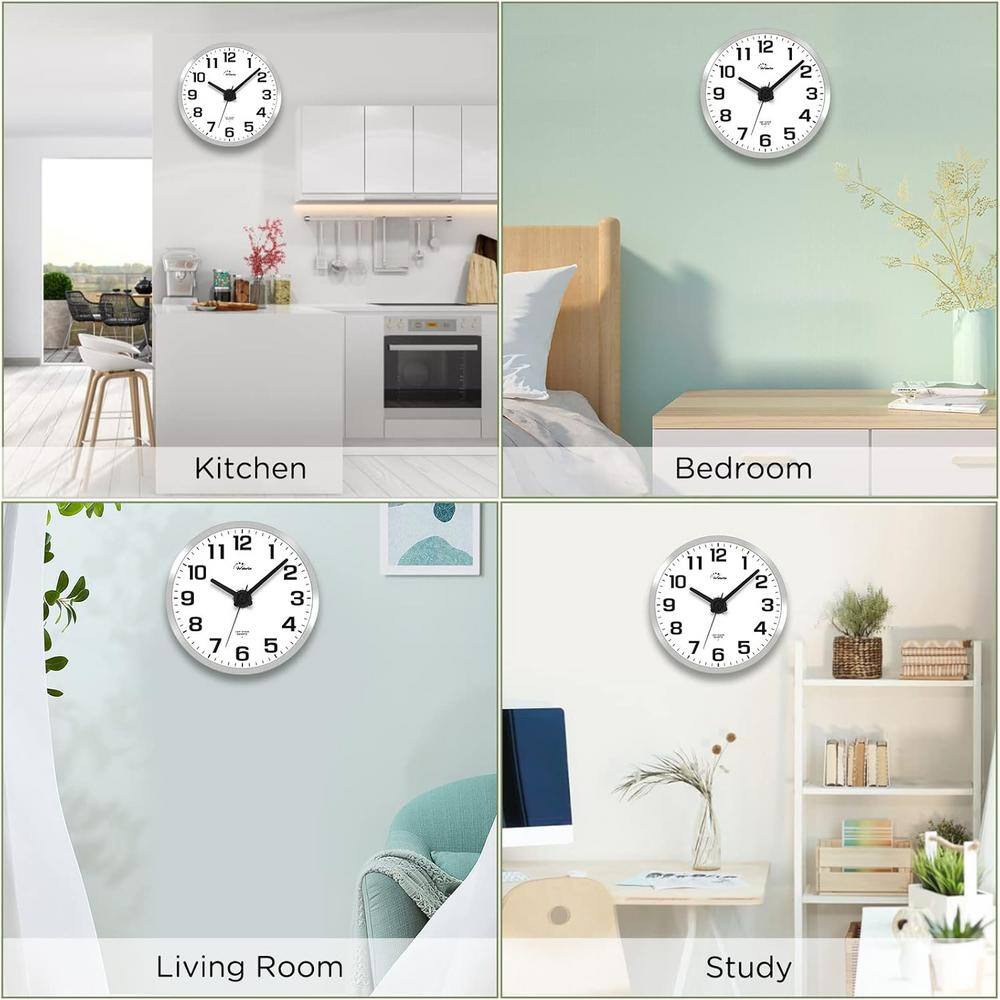 12-Inch Silver Digital Night Light Wall Clock with Glass Face