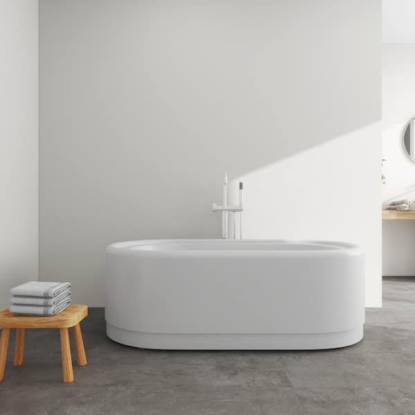 Ajaccio 59 in. Acrylic Flatbottom Bathtub in White