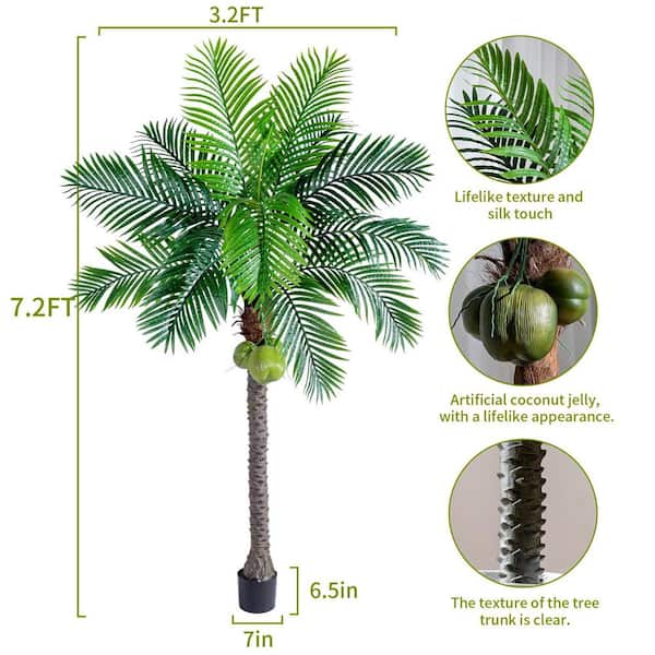 Afoxsos 7.2 in. Artificial Green Indoor/Outdoor Palm Tree Tropical