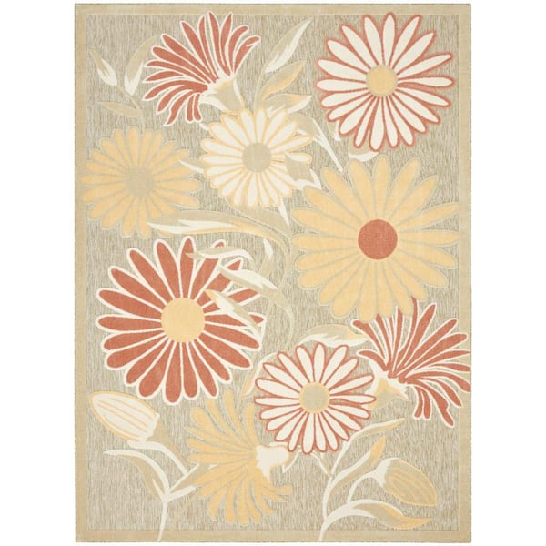 Aloha Sage Rose 9 ft. x 12 ft. Botanical Contemporary Area Rug