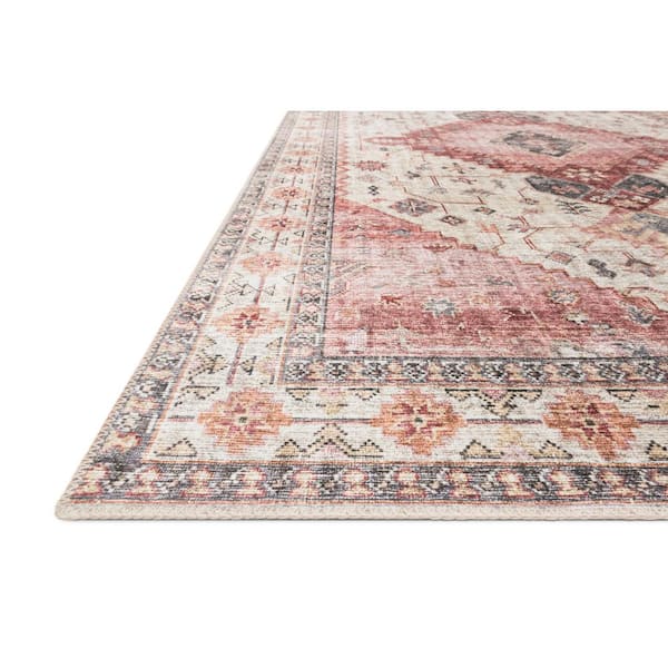 Skye Ivory/Berry 3 ft. 6 in. x 5 ft. 6 in. Printed Boho Vintage Area Rug