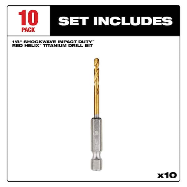 Milwaukee SHOCKWAVE 1/8 in. Titanium Twist Drill Bit (10-Pack) 48