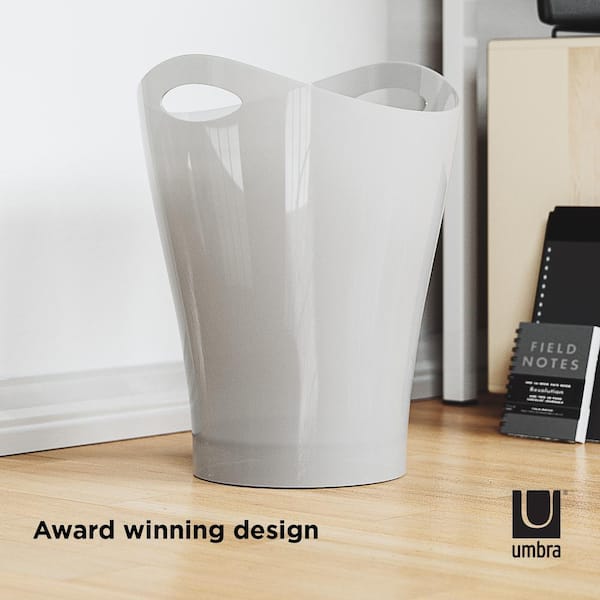 Umbra Metallic-White Garbino 2.25G Plastic Trash Can 082857