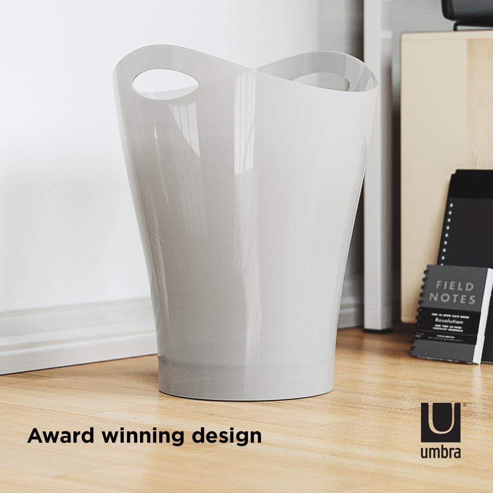 Metallic White 13" Contemporary Plastic Wastebasket