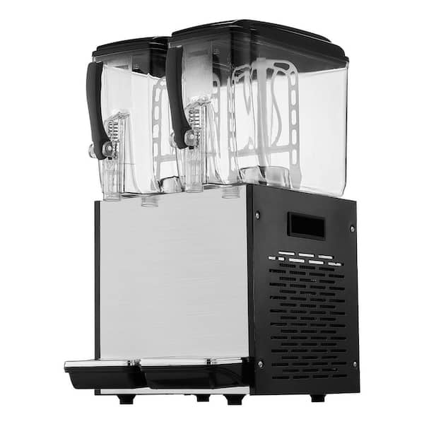 Commercial Beverage Dispenser, 2-Tanks 12 L Each, 286-Watt Stainless Steel, 45°F-54°F Cooling