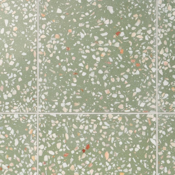 Raleigh Lisbon Green 16.4 in. x 16.4 in. Polished Terrazzo Floor and Wall Tile (3.61 sq. ft. / Case)