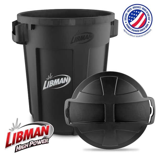 High Power Heavy-Duty 32 Gal. Black Round Vented Trash Can with Lid (4-Pack)