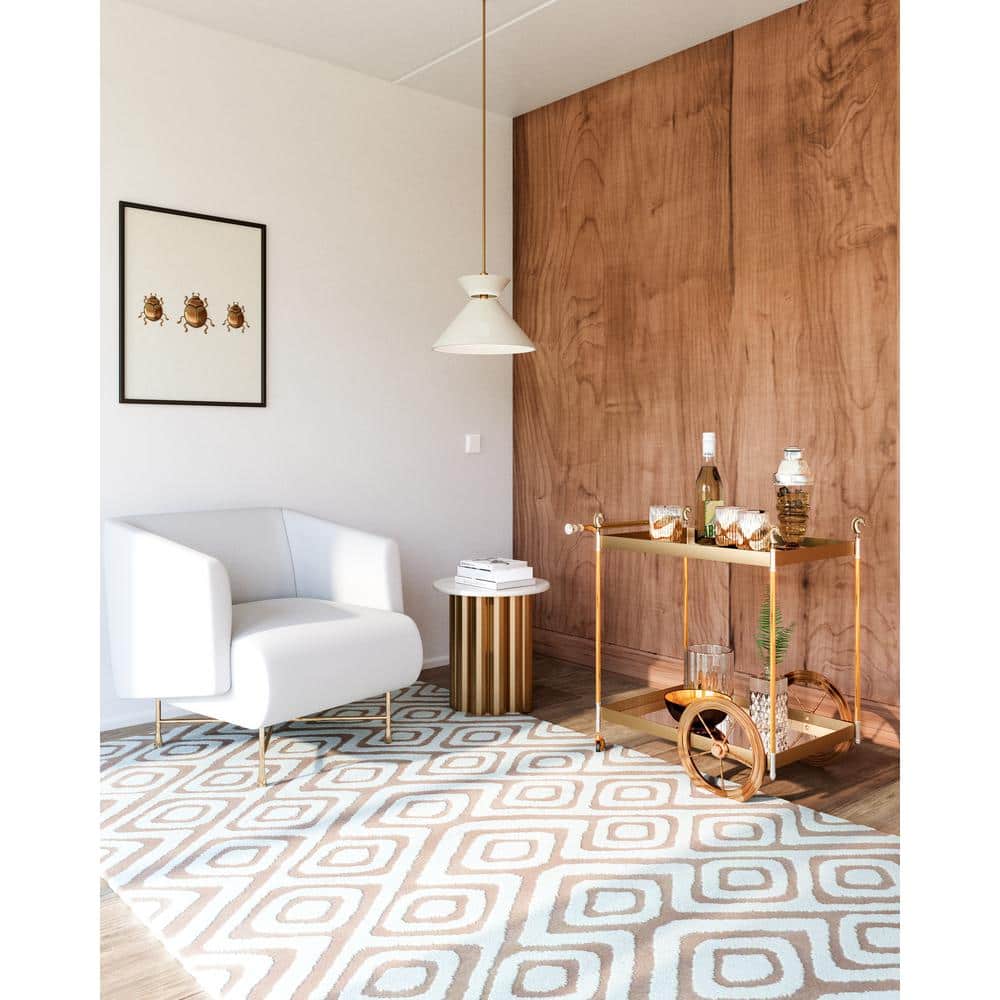 Chapelle Aged Gold and White Linen Single Pendant Light