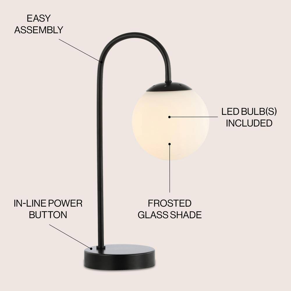 Arco Black Iron and Glass Minimalist Table Lamp