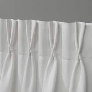 Vanilla Sateen Solid 30 in. W x 63 in. L Noise Cancelling Thermal Pinch Pleat Blackout Curtain (Set of 2)