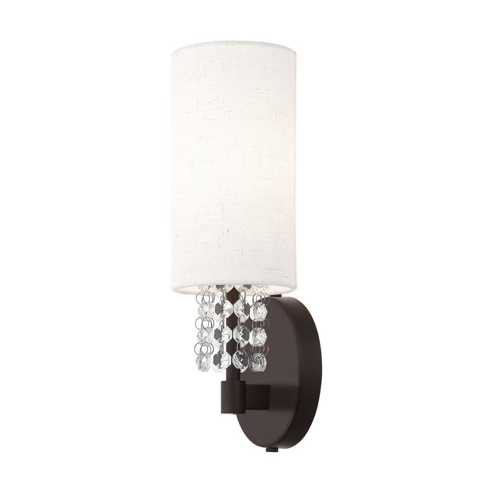 English Bronze Direct Wired Electric Wall Sconce with Crystals
