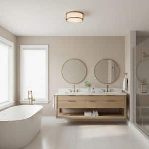 Lowell 13.25 in. 2-Light Brushed Bronze Flush Mount