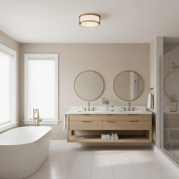 Lowell 13.25 in. 2-Light Brushed Bronze Flush Mount