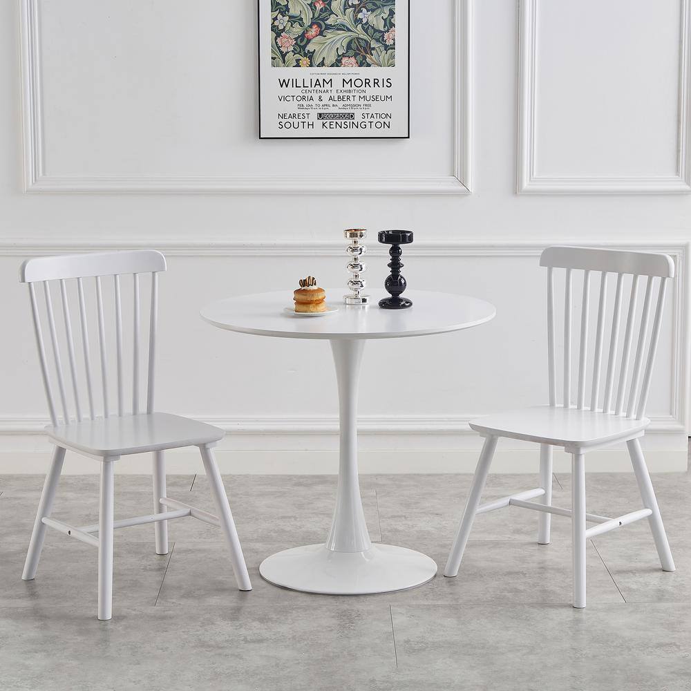White Outdoor Rubber Wood Dining Chair for Living Room, Garden, Dining Room