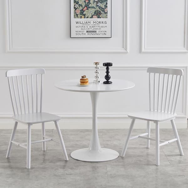 Unbranded White Outdoor Rubber Wood Dining Chair for Living Room, Garden, Dining Room, Backyard (4-Pack)