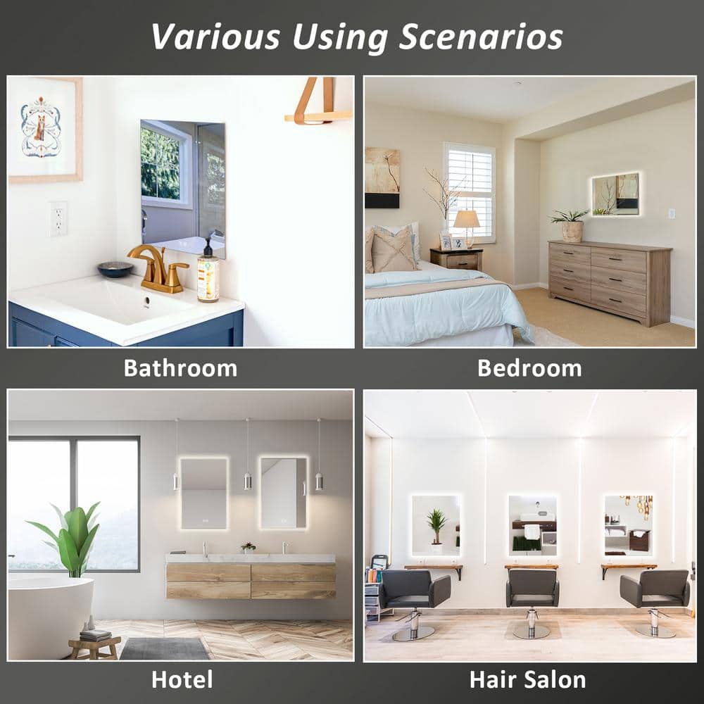HOMLUX Frameless LED Bathroom Vanity Mirror with Anti-Fog Technology