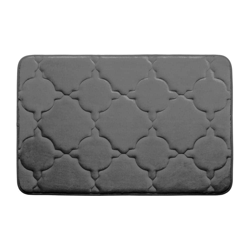 BounceComfort Dorothy Dark Gray 17 in. x 24 in. Memory Foam Bath Mat ...