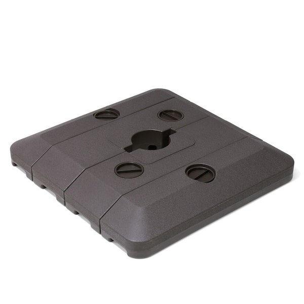 Fillable 240 lbs. Modern HDPE Premium Square Shaped Offset Cantilever Patio Umbrella Base in Brown