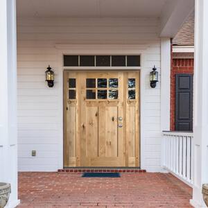 64 in. x 80 in. Craftsman Knotty Alder Clear 6-Lite Clear Stain Wood w.DS Left Hand Single Prehung Front Door/Sidelites