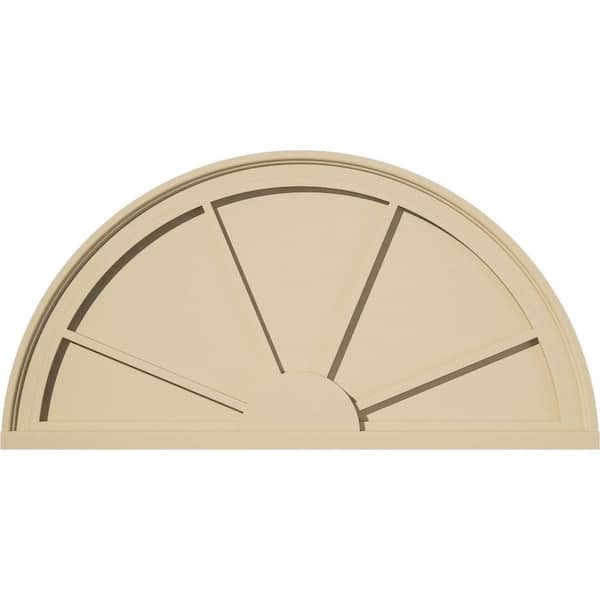 34-in W x 17-in H x 2-in P Half Round 4-SpokeSignature Urethane Pediment, Primed Tan