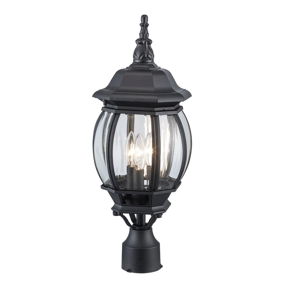 Parsons Traditional 22" Black Post Mount Lantern with Clear Beveled Glass