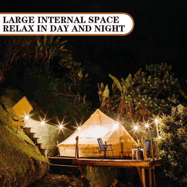 GARSING 10 ft. x 10 ft. Metal Bell Tent in Khaki 100% Cotton GARSING 10 ft. x 10 ft. Metal Bell Tent in Khaki 100% Cotton
