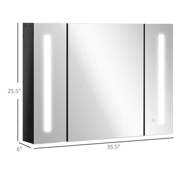 Tatahance 35.5 in. W x 25.5 in. H Rectangular Aluminum Wall Medicine Cabinet with Mirror and LED Lighted