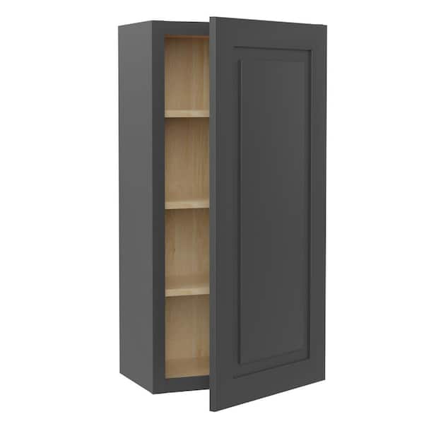 Home Decorators Collection Grayson 18 in. W x 12 in. D x 42 in. H Assembled Plywood Wall Kitchen Cabinet in Deep Onyx with Soft Close