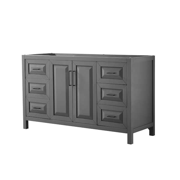 Wyndham Collection Daria 59 in. W x 21.5 in. D x 35 in. H Single Bath Vanity Cabinet without Top in Dark Gray