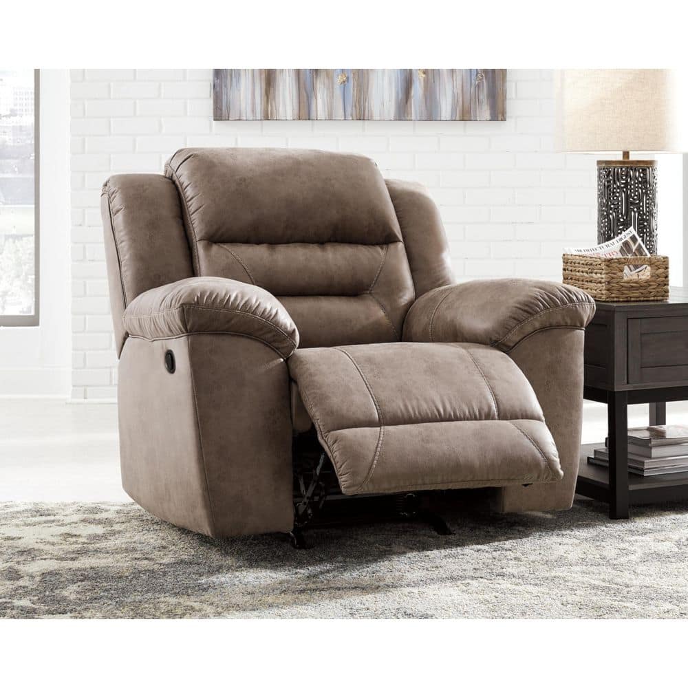 Signature DESIGN BY ASHLEY Stoneland Brown Faux Leather Rocker Recliner signature-design-by-ashley-stoneland-brown-faux-leather-rocker-recliner