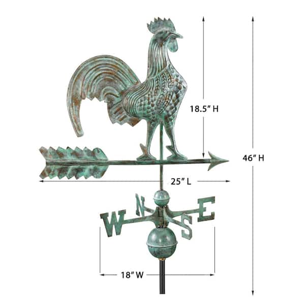 HARD TO FIND SET OF 18" SOLID BRASS WEATHERVANE PATINA DIRECTIONALS W/SET SCREW 