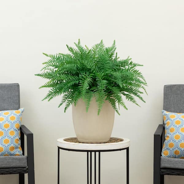 22 in. UV Resistant Artificial Boston Fern in Decorative Pot