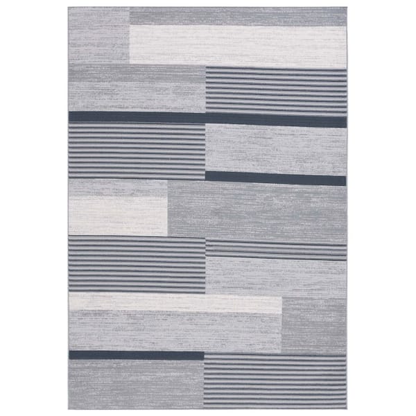 Odyssey 5 ft. x 8 ft. Gray/Black Ivory Abstract Striped Area Rug